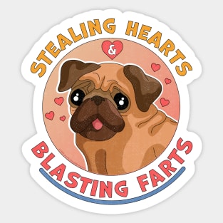 Stealing Hearts And Blasting Farts Dog Pug Valentine's Day Sticker